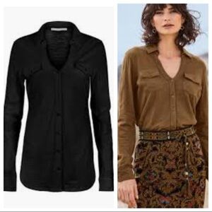 Peruvian Connection Franklin Jersey Black Button Down Shirt Slub Cotton Size M